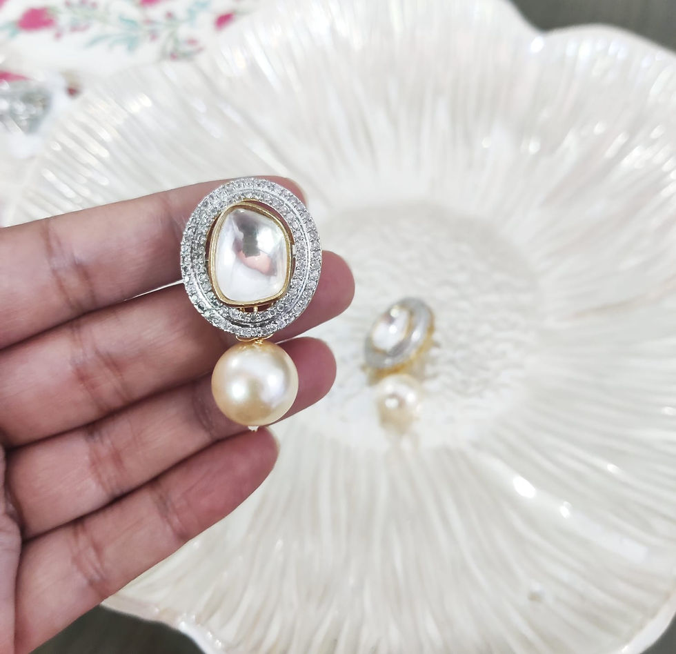 Thumbnail: Polki Earrings With Pearl Drop