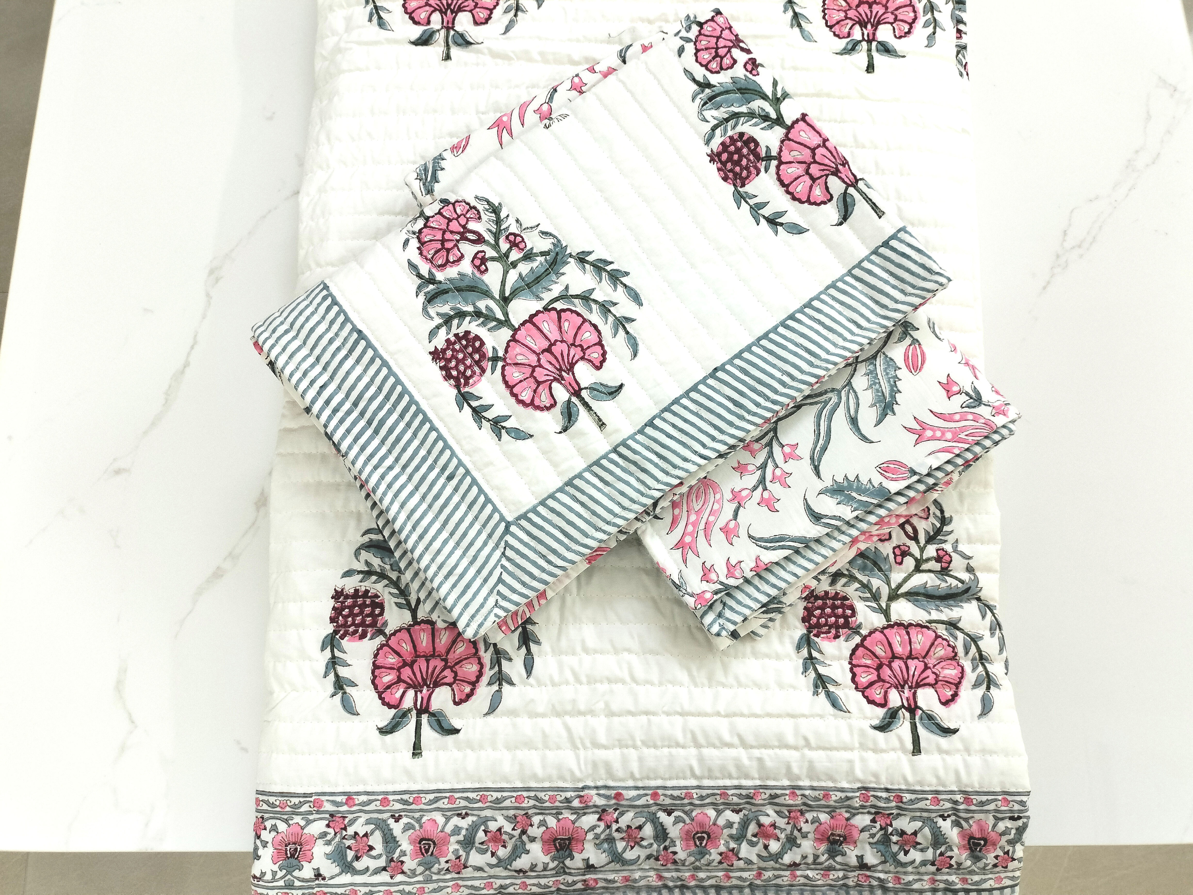 Premium Booty Hand Block Printed Bedcover
