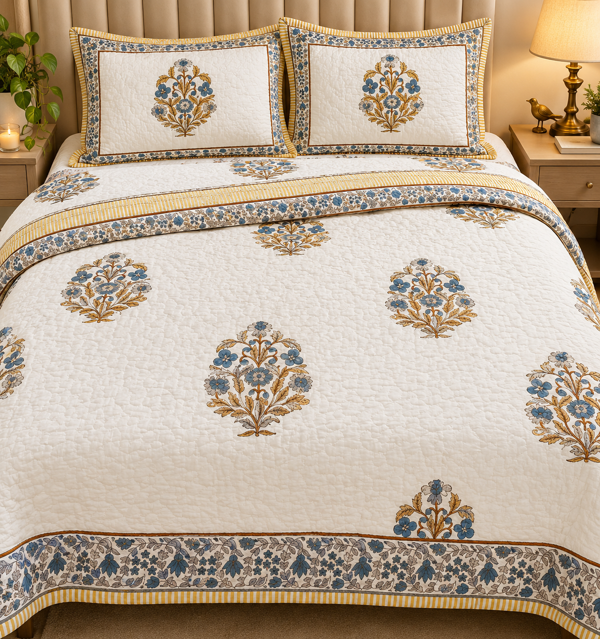 Premium Booty Hand Block Printed Bedcover