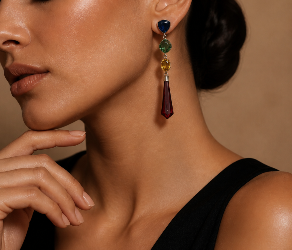 Crystal earrings multi stone