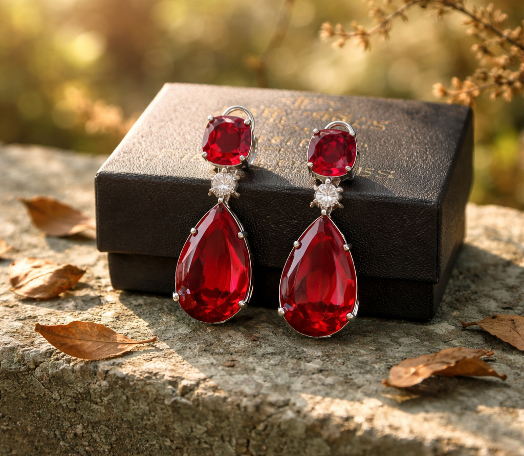 Red stone earrings
