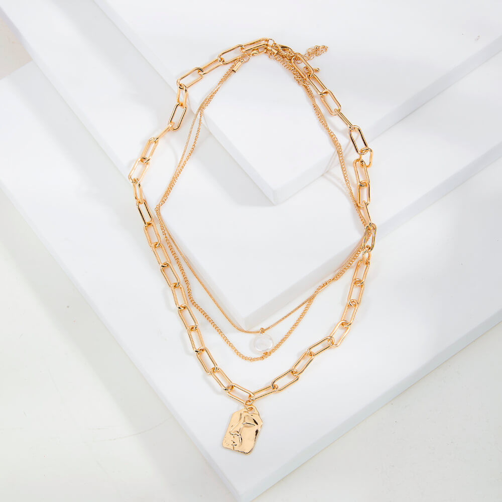 Three Layered Golden Necklace 