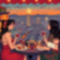 a Mexico City view top a roof bar galitos bar gorgeous women eating sitting down on a ta