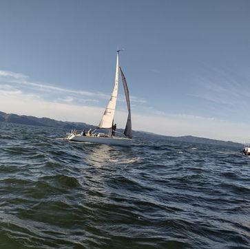Sailboats with spinnakers on the Columbia River during the Regatta Race 2025 - Photo by - Toby Dyal