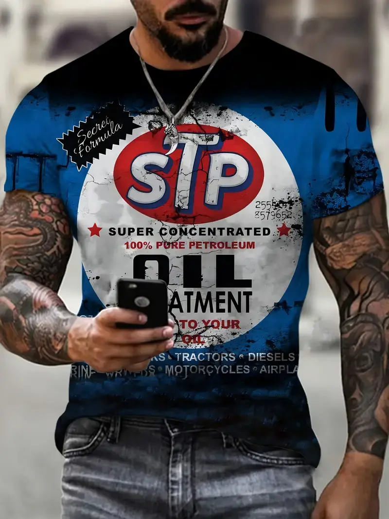 Mens Vintage Crew Neck Graphic T-Shirt