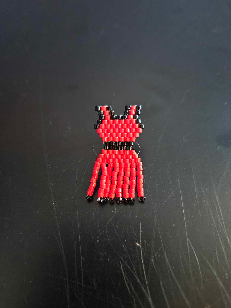Thumbnail: Red Dress Beaded Pin