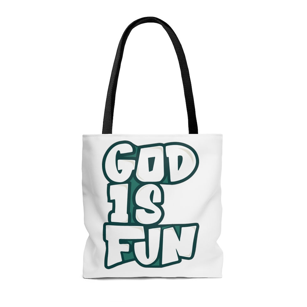 Thumbnail: 3D God Is Fun Tote Bag (White) 