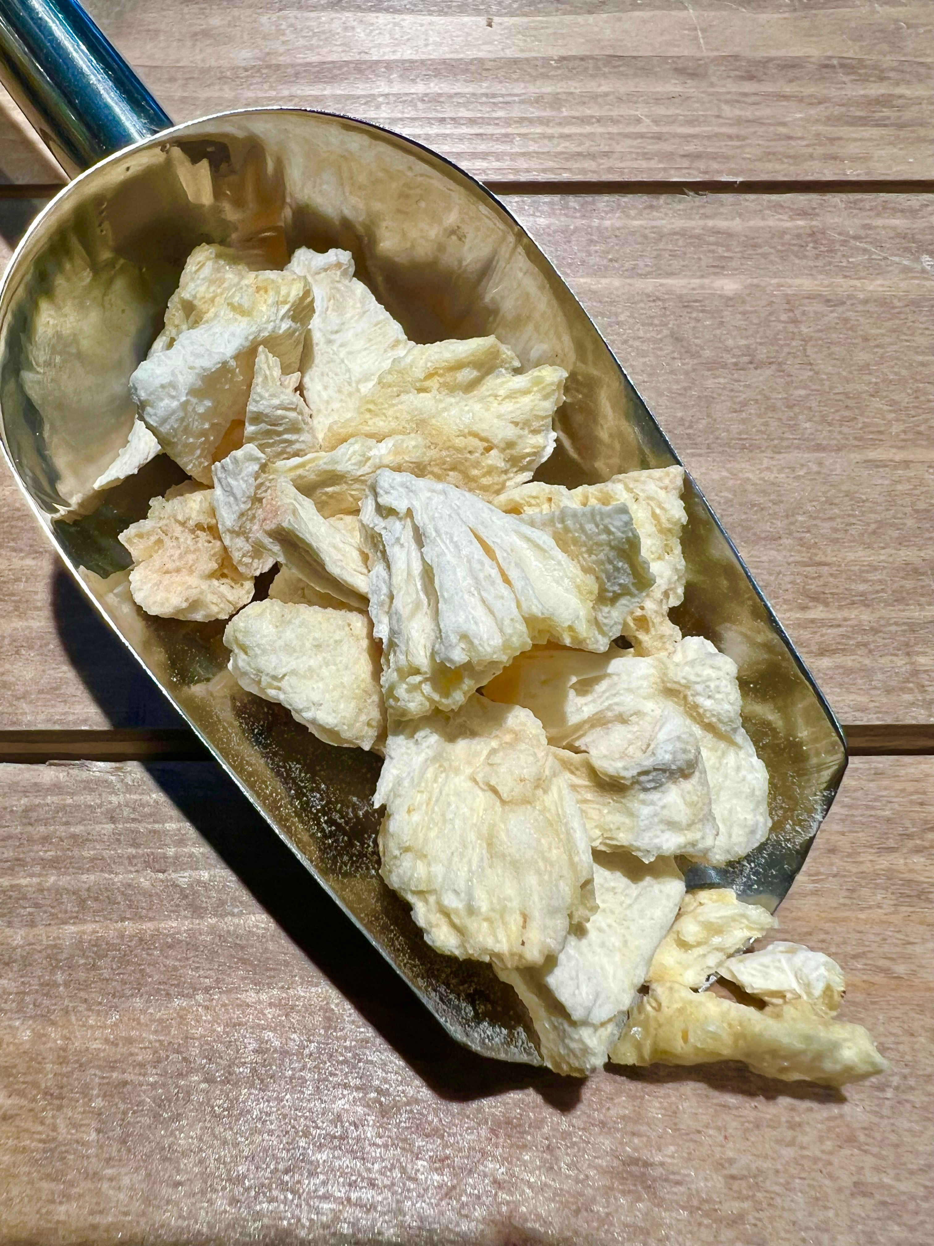 Freeze-dried pineapple pieces £15.99/100g