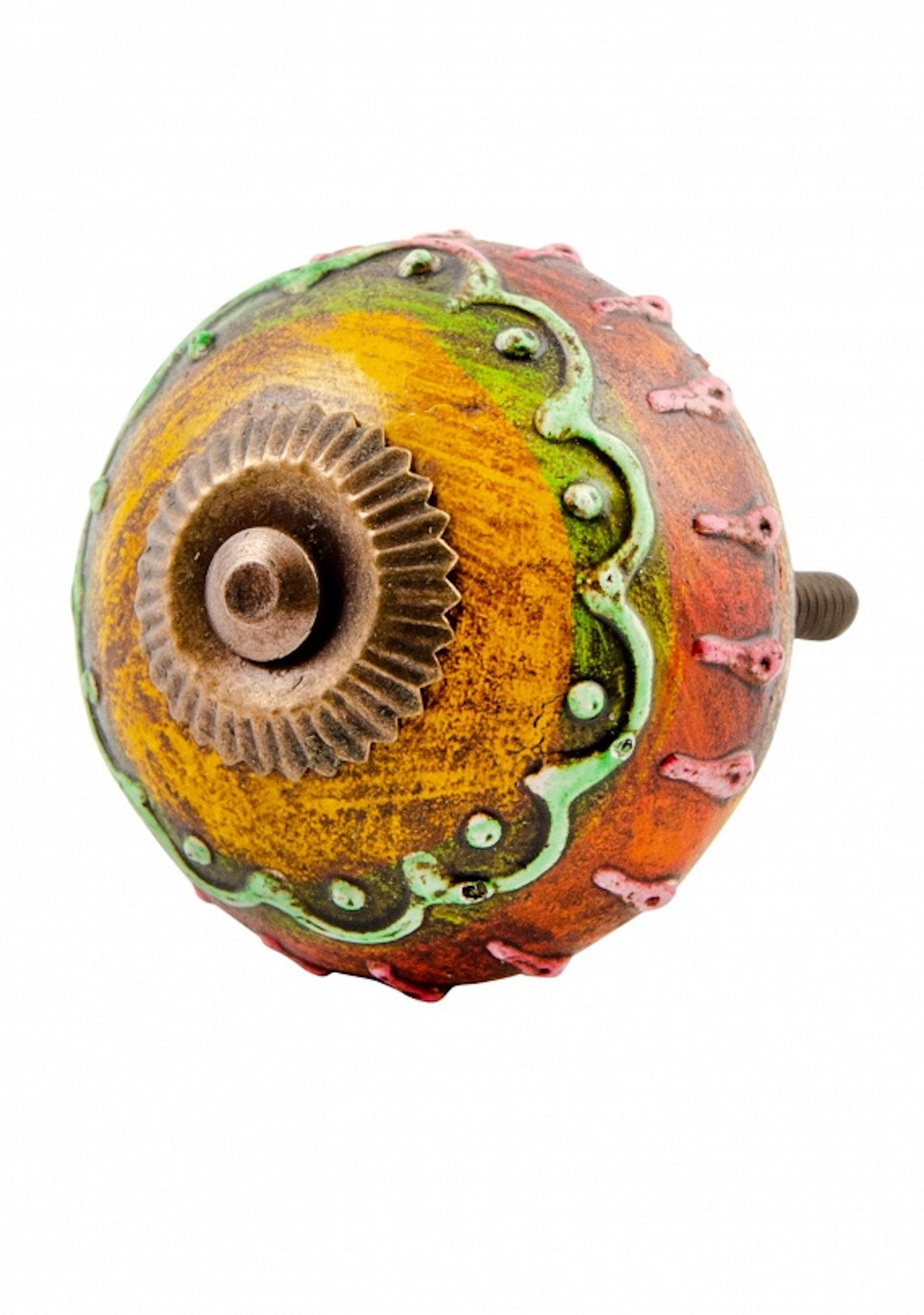 Namaste Ceramic Hand Painted Antique Finish Door Knob Yellow