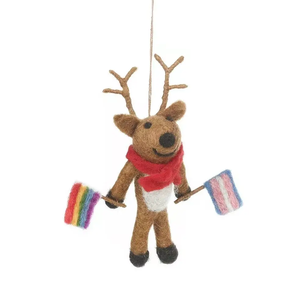 Felt So Good Handmade Rainbow Reindeer Hanging LGBT Pride Decoration