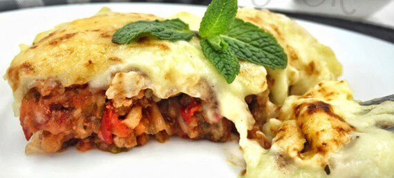 Lasaña con bechamel ligera de calabacín