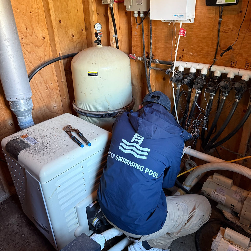 GTA Pool Services technician maintaining pool equipment