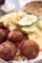 Falafel and Chummus platter at The Pizza Block Kosher Restaurant in West Hempstead, New York
