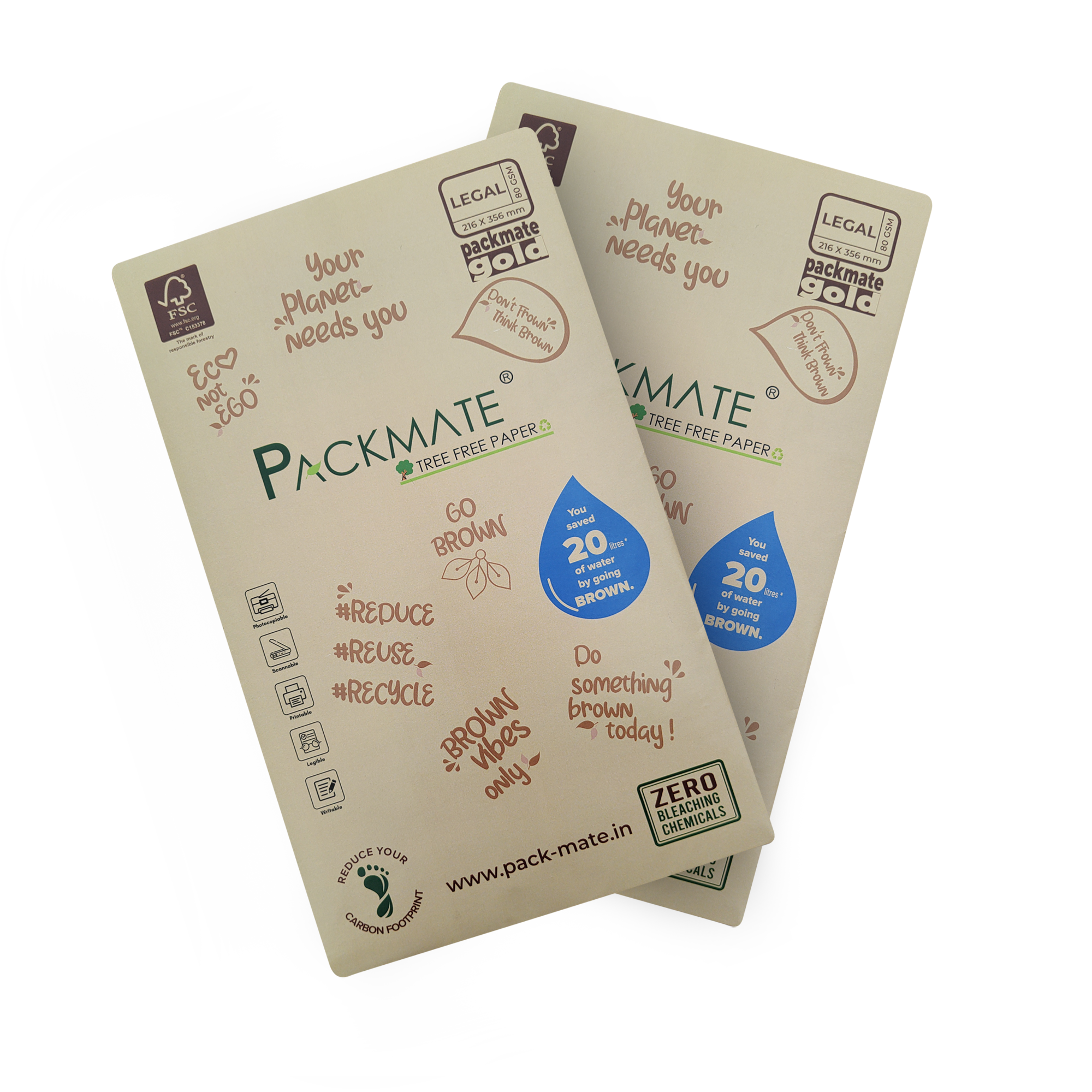 PackMate Gold Natural Shade Brown Copier - Legal, 75-80 GSM, 1 Ream, 500 Sheet