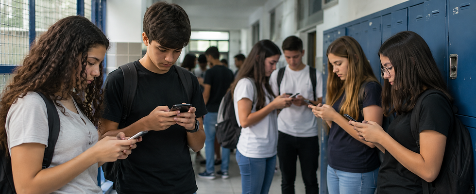 Foto alunos olhando celulares na escola..png