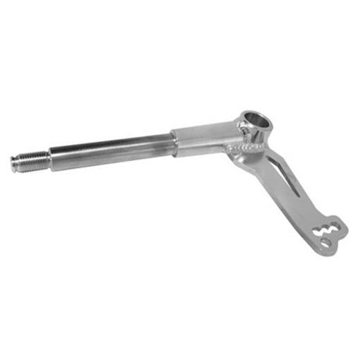 Fusello sterzo Maranello Mini completo, lato sinistro, con perno filettato e braccio sterzo dentellato multiforo.