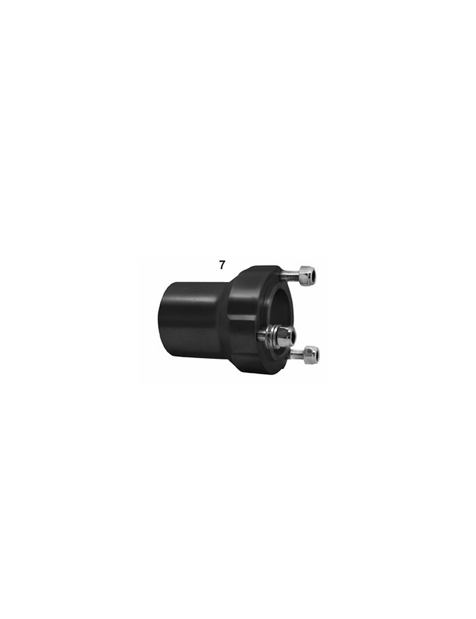 Mozzo anteriore KF 25x80 R2.0 in alluminio nero completo, vista laterale con bulloneria.