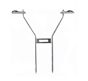 Supporto frontalino superiore doppio a Y modello 509 in acciaio cromato, ricambio Maranello per kart