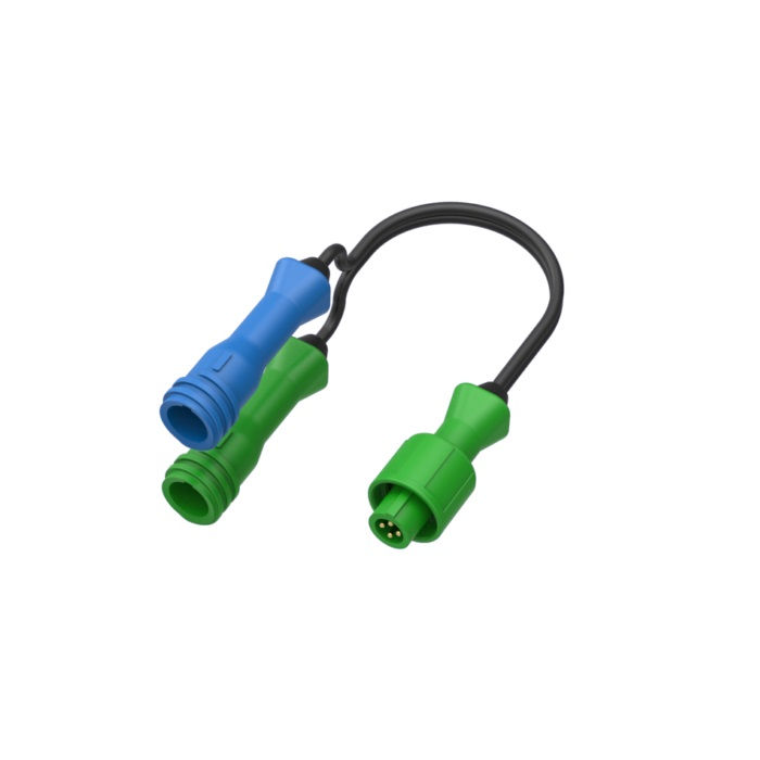 Sdoppiatore Alfano A2194 con connettori blu e verdi per sensore magnetico e sensore velocità