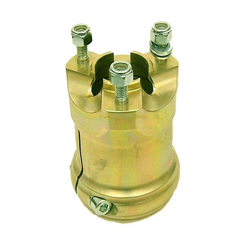 Mozzo anteriore DD 25x93 R2.0 in magnesio dorato, corpo con tre viti di fissaggio.