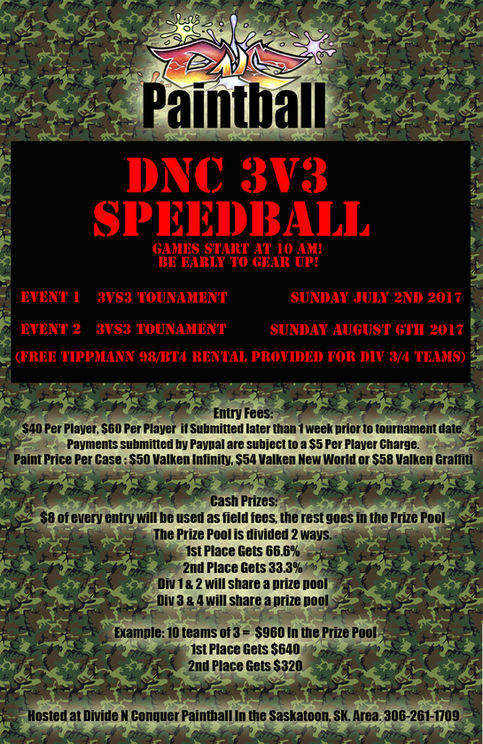 3v3 Speedball Tournaments! Newbie Friendly!