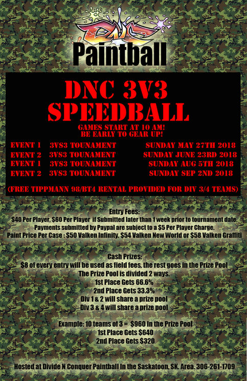 3v3 Speedball Tournament Dates for 2018