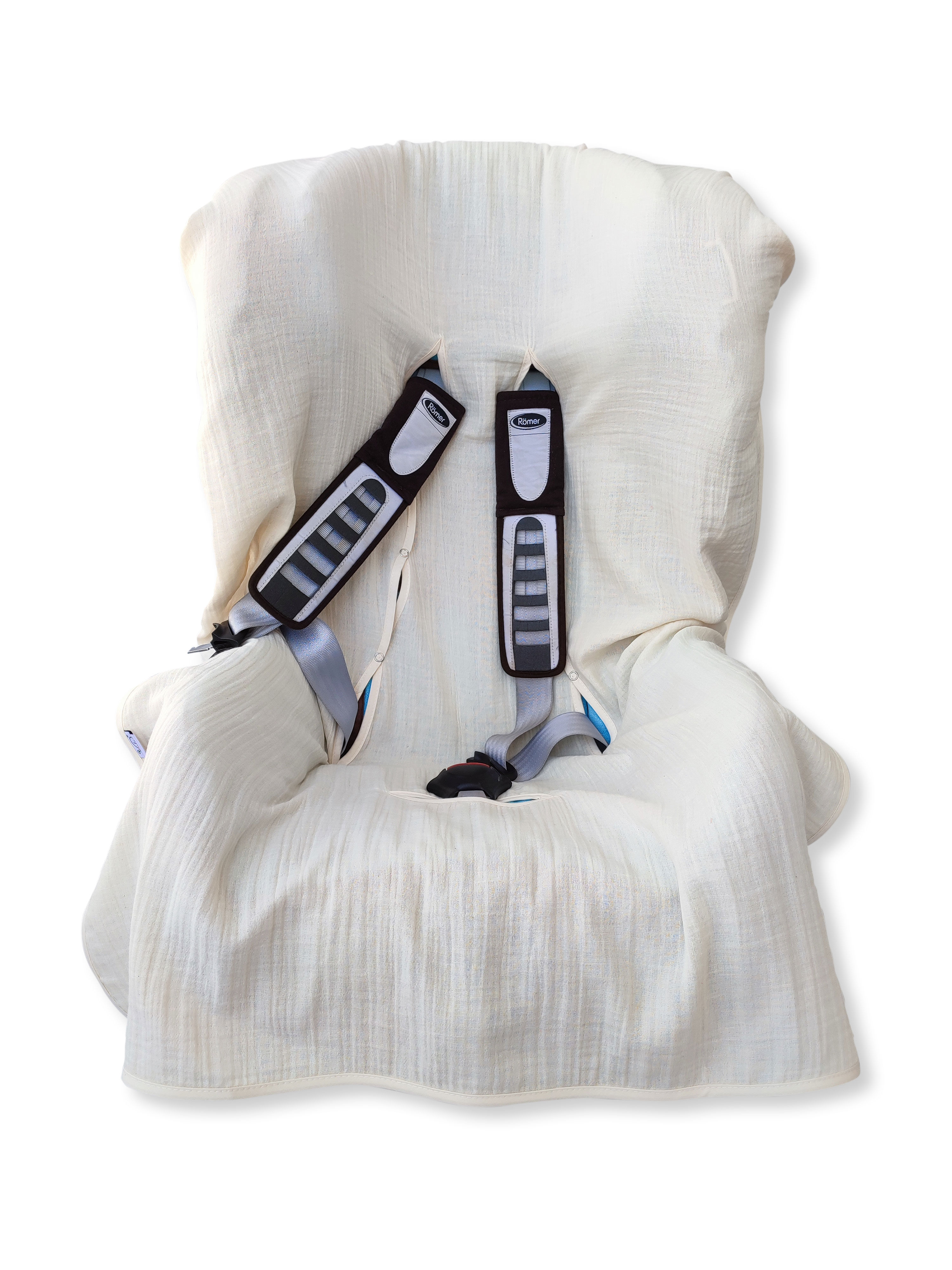 Terletmez Müslin Çocuk Oto Koltuğu Örtüsü Çiftkat %100 Pamuk