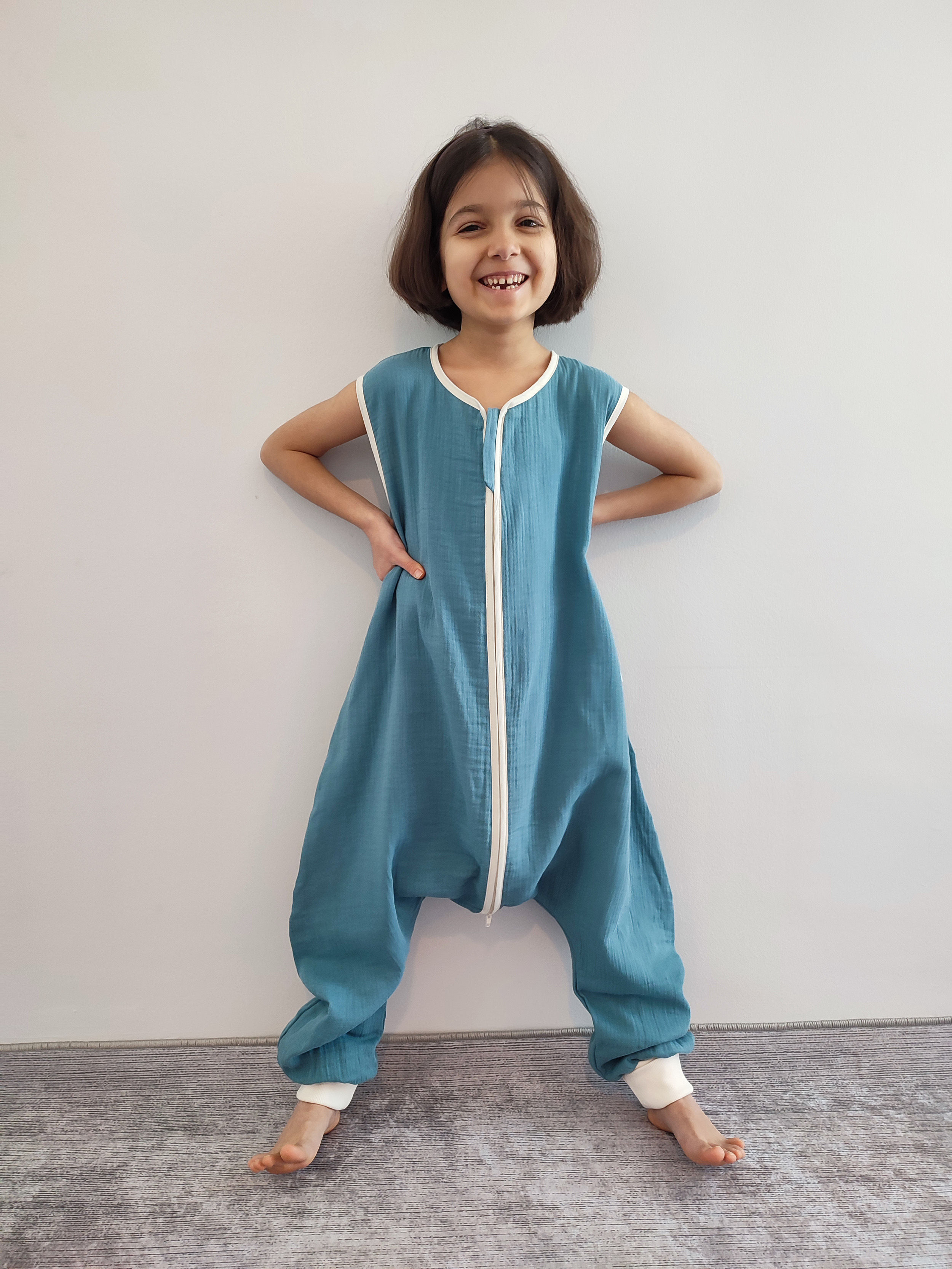 Yazlık Müslin Bebek Çocuk Uyku Tulumu %100 Pamuk 24-28 Derece