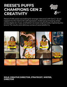 Reese’s Puffs Gen Z social campaign featuring art music and fashion