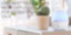 An AURORA humidifier sits next to a small cactus plant on a dresser. Text reads: "Our Best Humidifiers with Diffusers for Essential Oils."