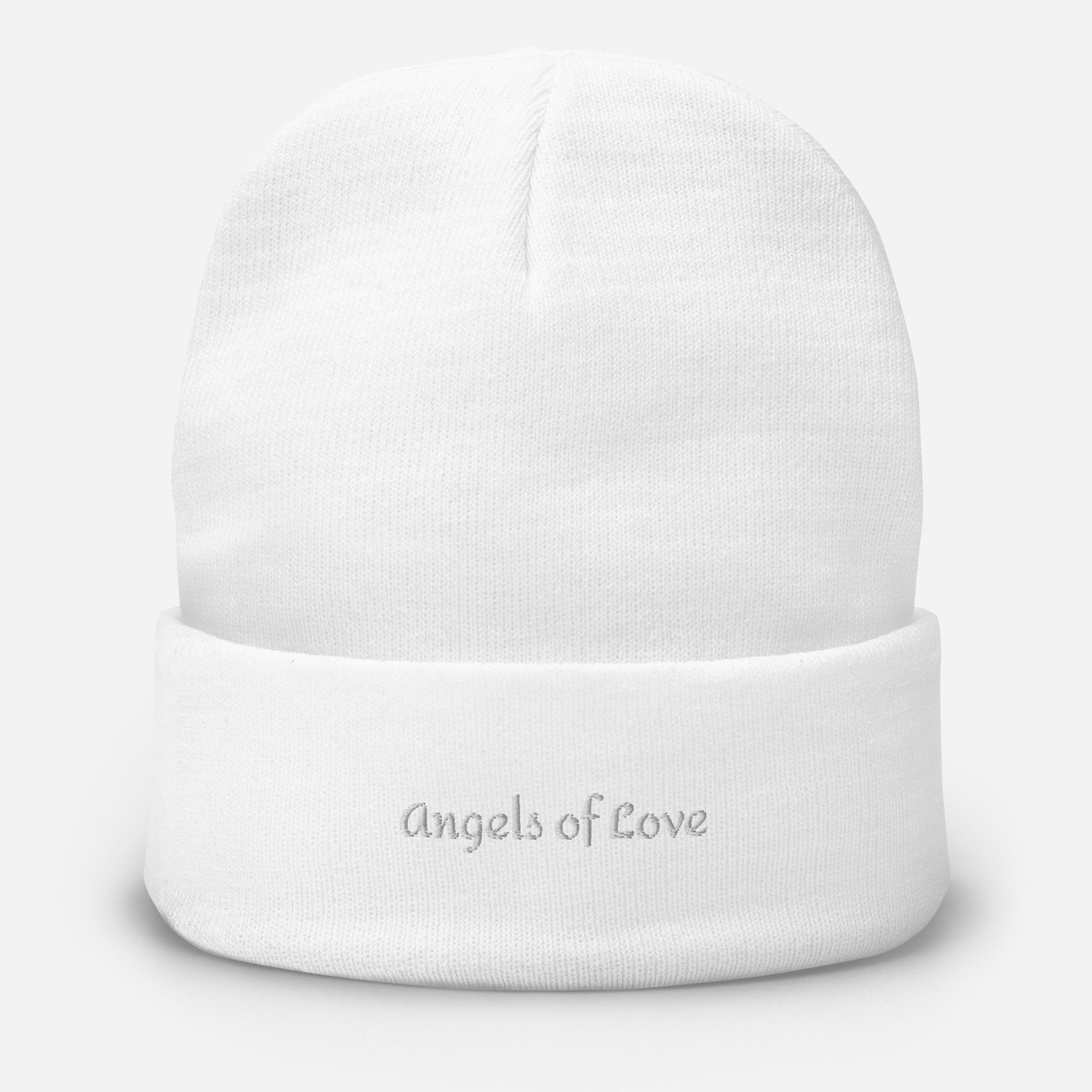 white Embroidered Beanie