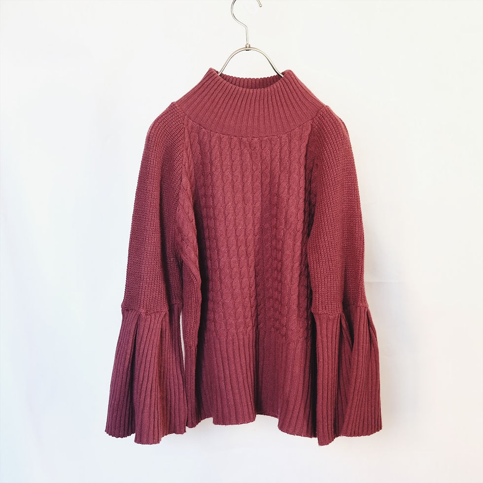 Thumbnail: Bell-sleeve Knitted Top