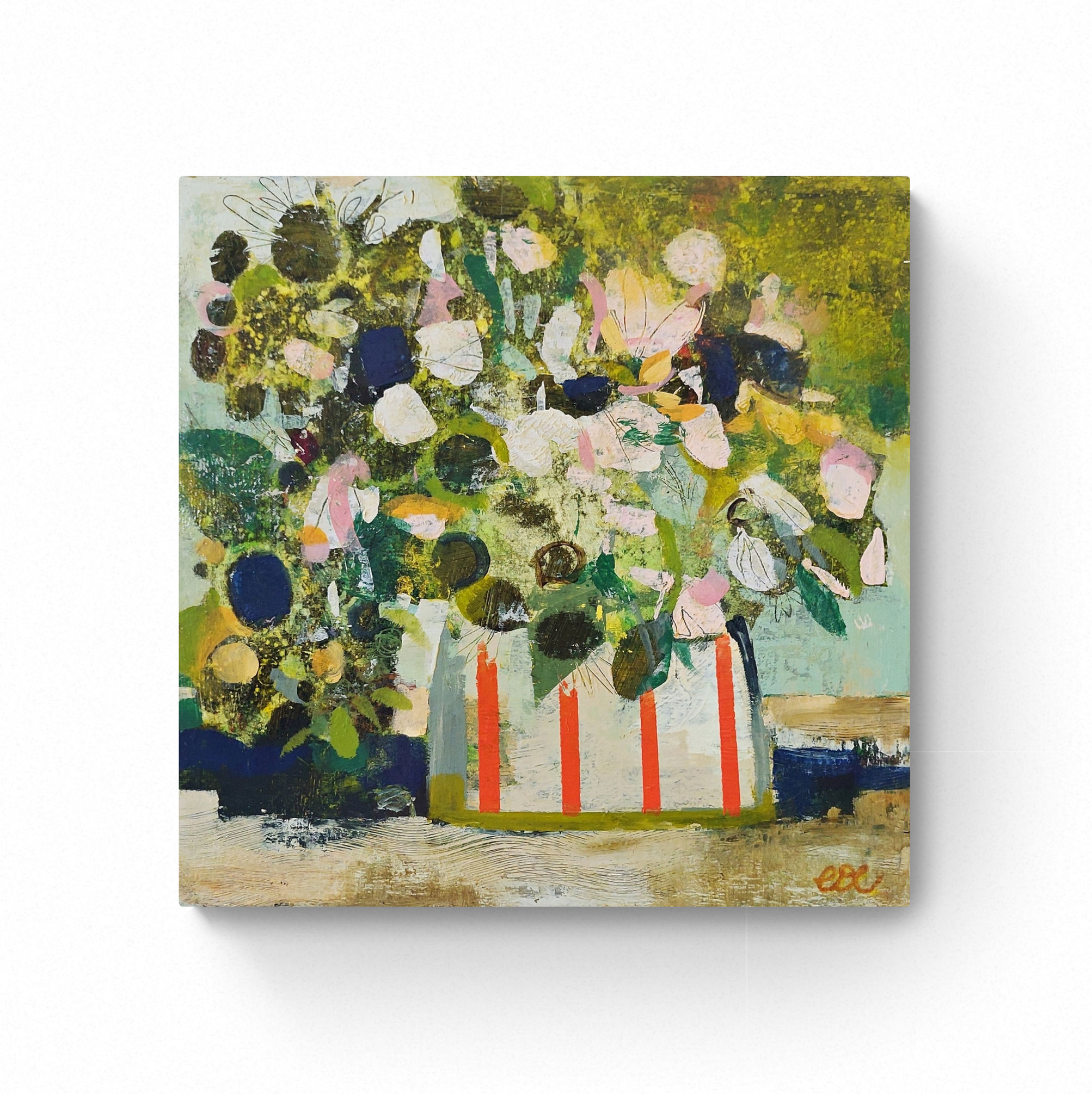 SOLD Orange striped vase - 30 x 30cm (12 x 12 inch)