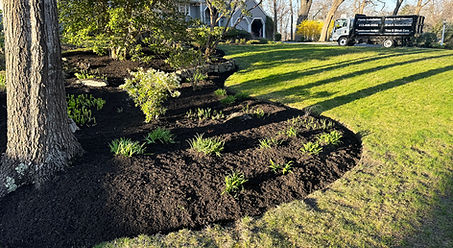 Mulch installation by Green Giant Landscaping. South Shore of Massachusetts