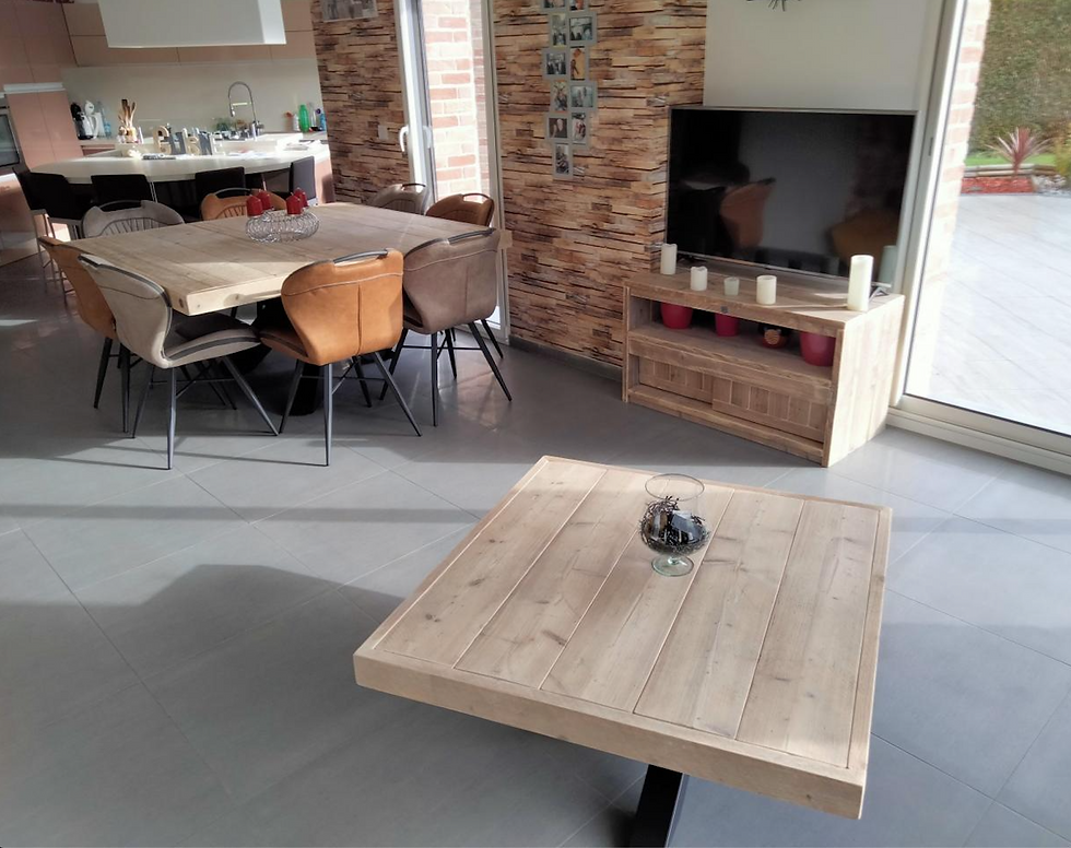 Miniature : Table basse carrée Bois d'échafaudage recyclé