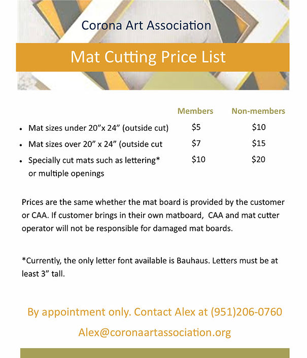 Mat Cutting Services Corona Art Assoc.