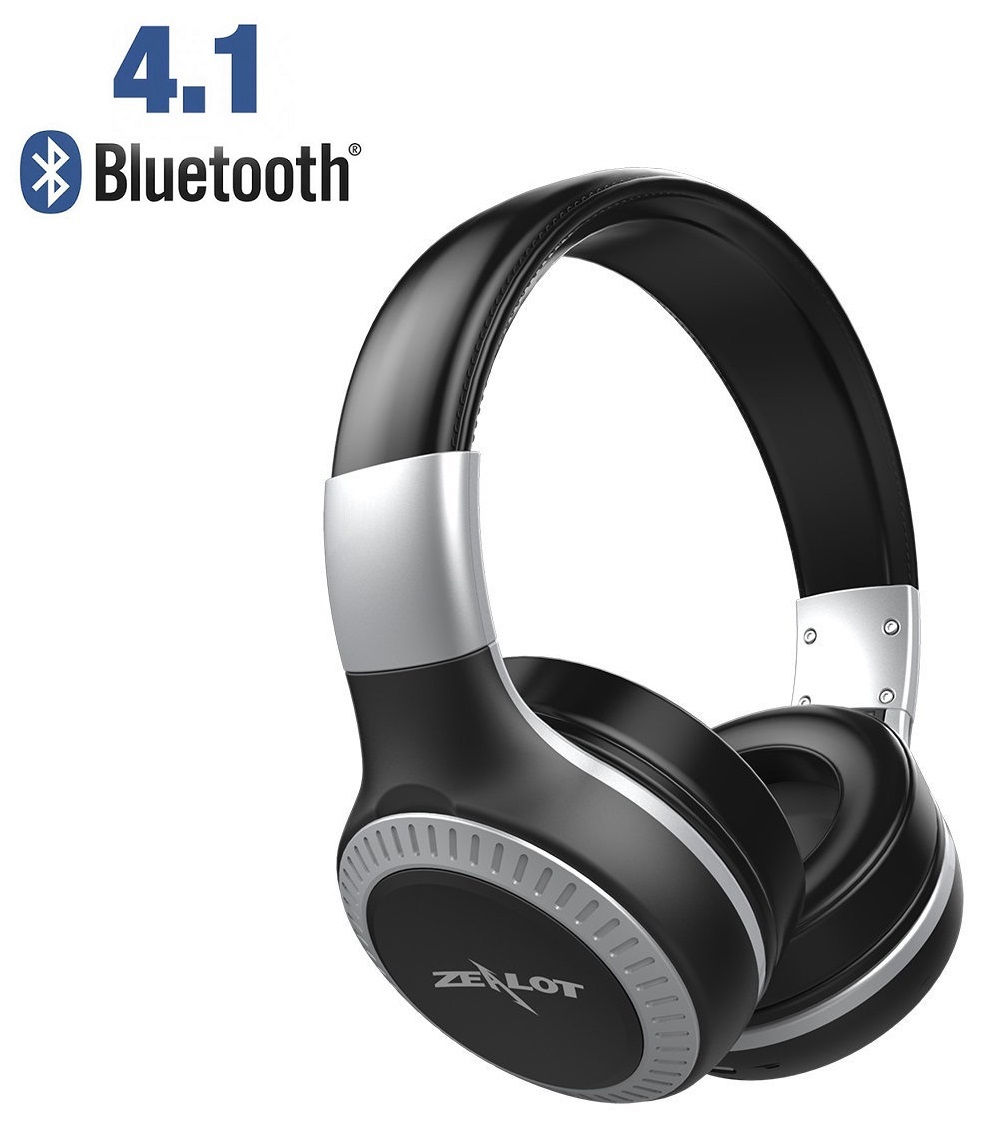 [Extra Bass] Bluetooth 4.1 Headphones ZEALOT B20 for iPhone Samsung (Silver)