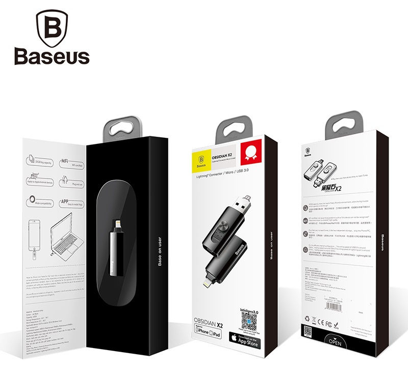 Thumbnail: [ Apple MFI Certified ] 32GB Baseus Obsidian X2 USB Alloy Flash Drive for iPhone