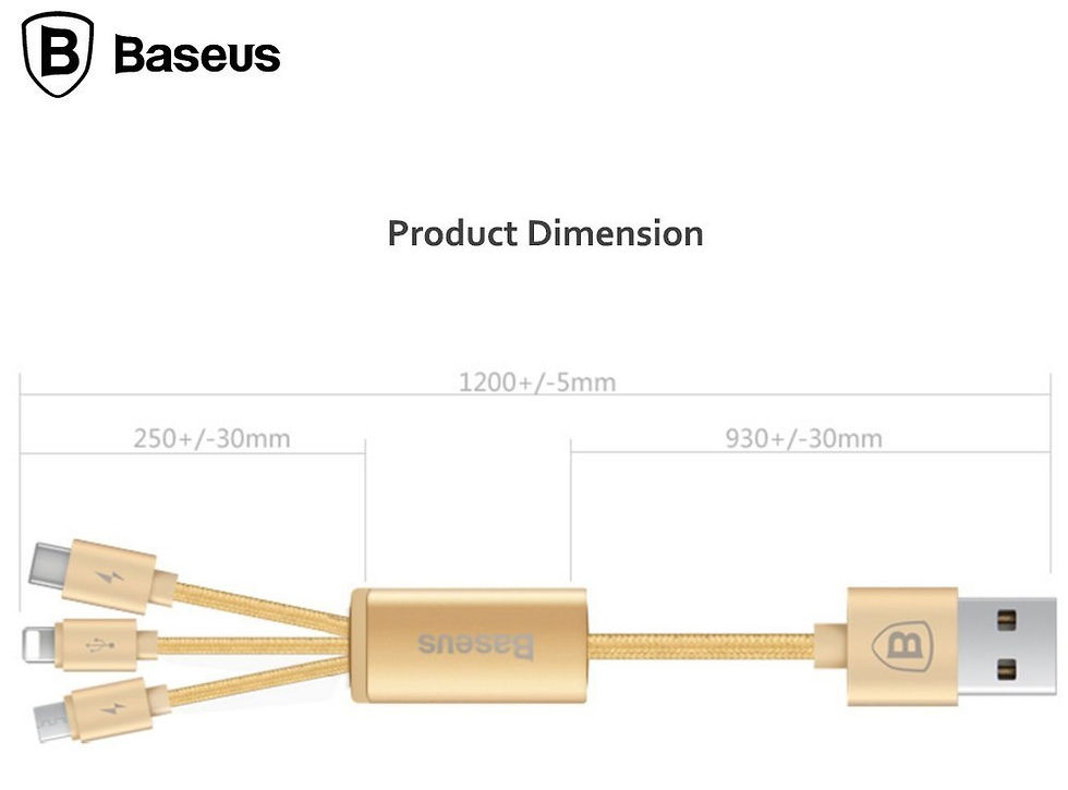 Thumbnail: iPhone + Android + Type C Baseus® Portman 1.2M Micro USB/Lighting/Type-C Cable