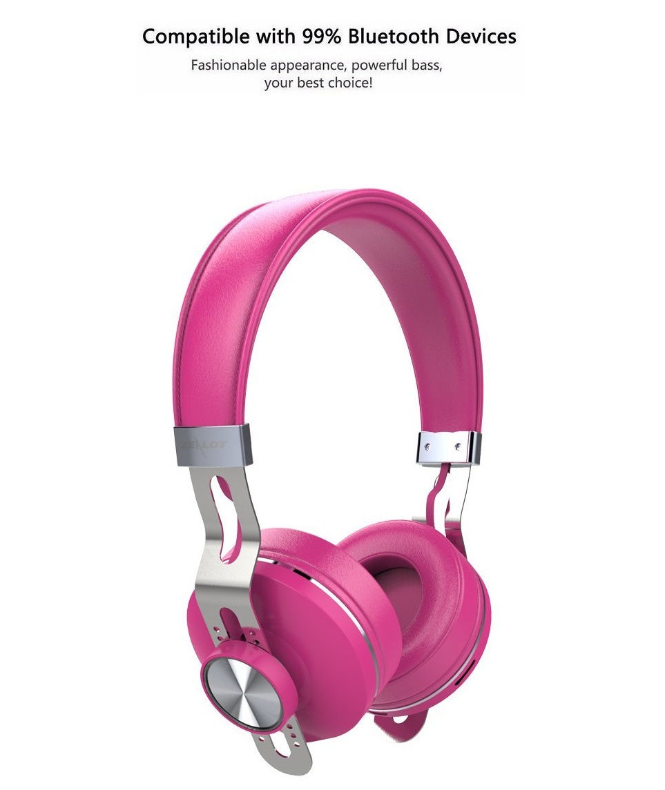 Thumbnail: ZEALOT B18 Bluetooth 4.0 Headphones with Mic Hand-free for iPhone Samsung (Pink)