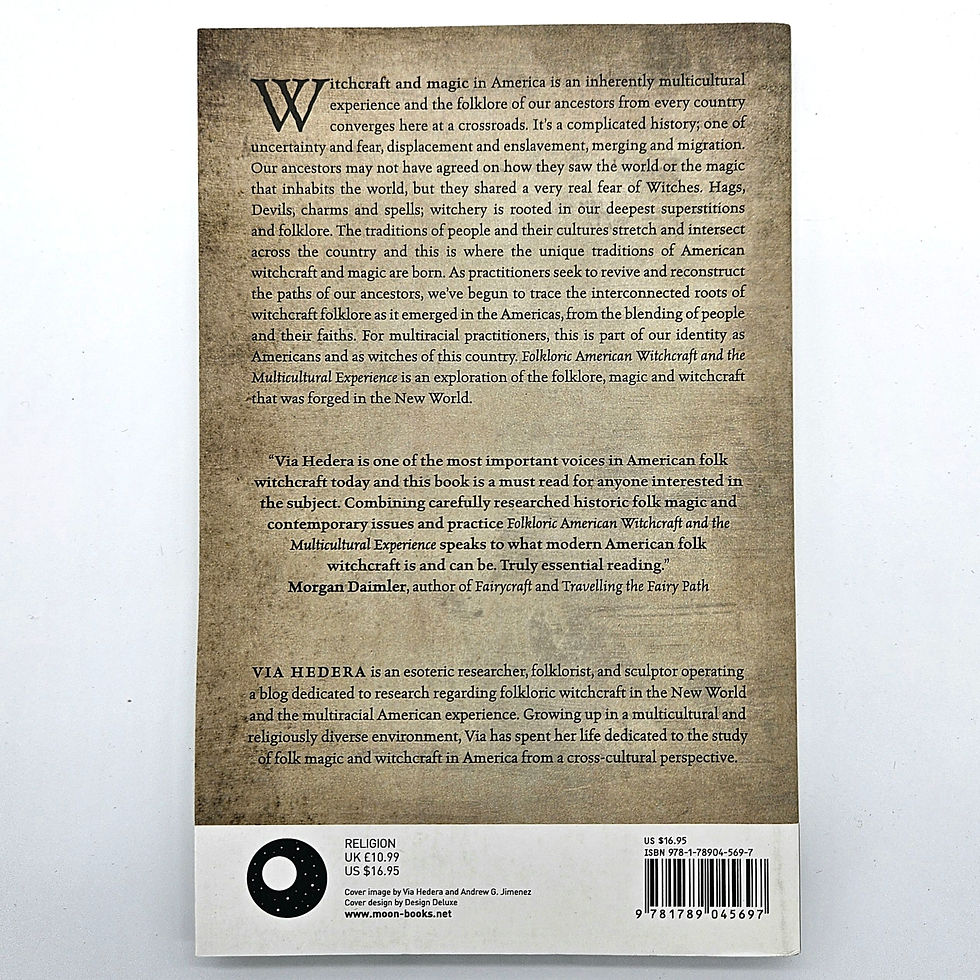 Back of the book Folkloric American Witchcraft and the Multicultural Experience