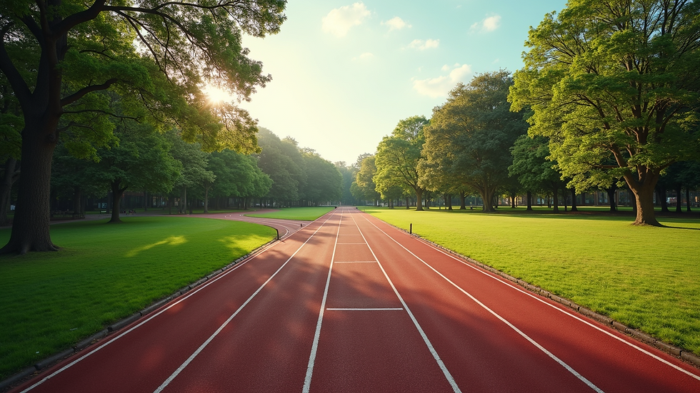High angle view of a running track at a park