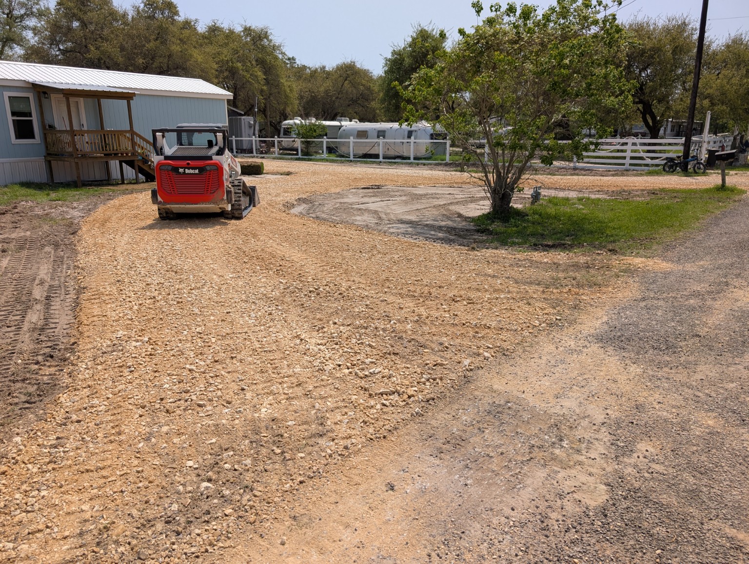 Installed limestone road base