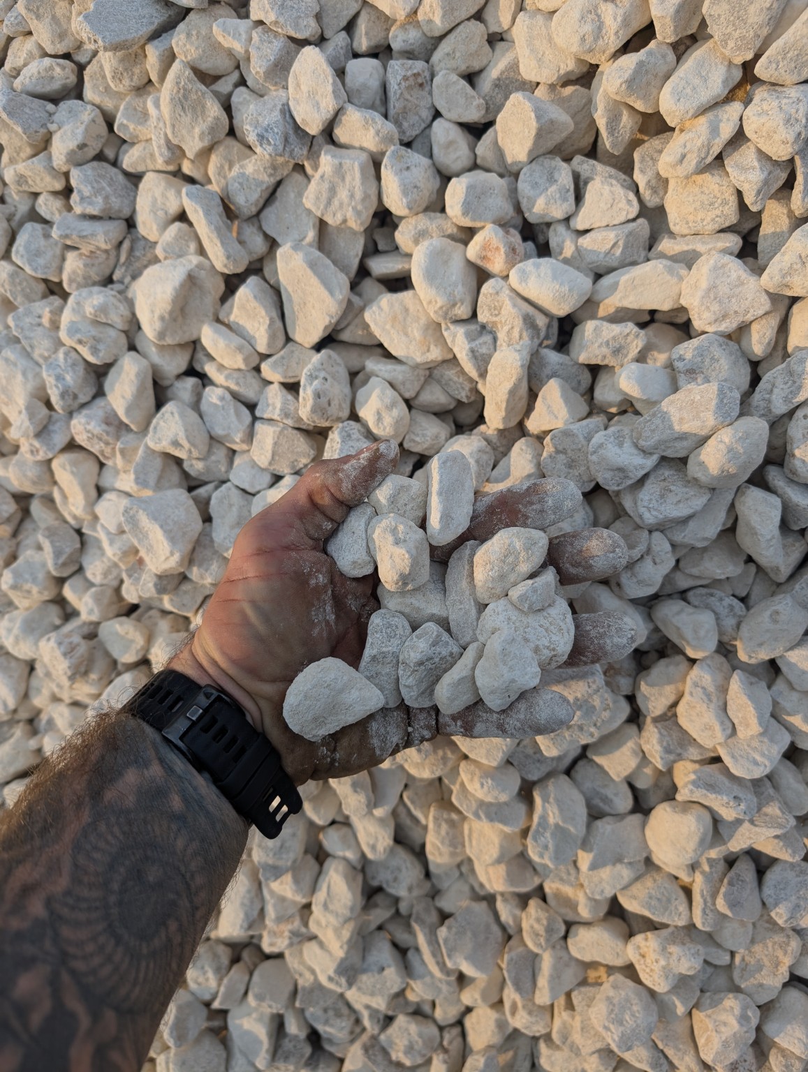 1–2 inch crushed limestone, also called AREMA ballast