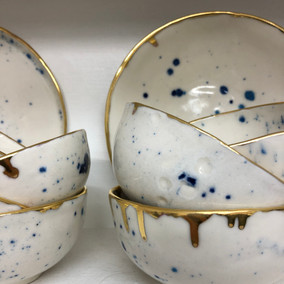 Porcelain Bowls with Gold Lustre by Bridget Hemmings