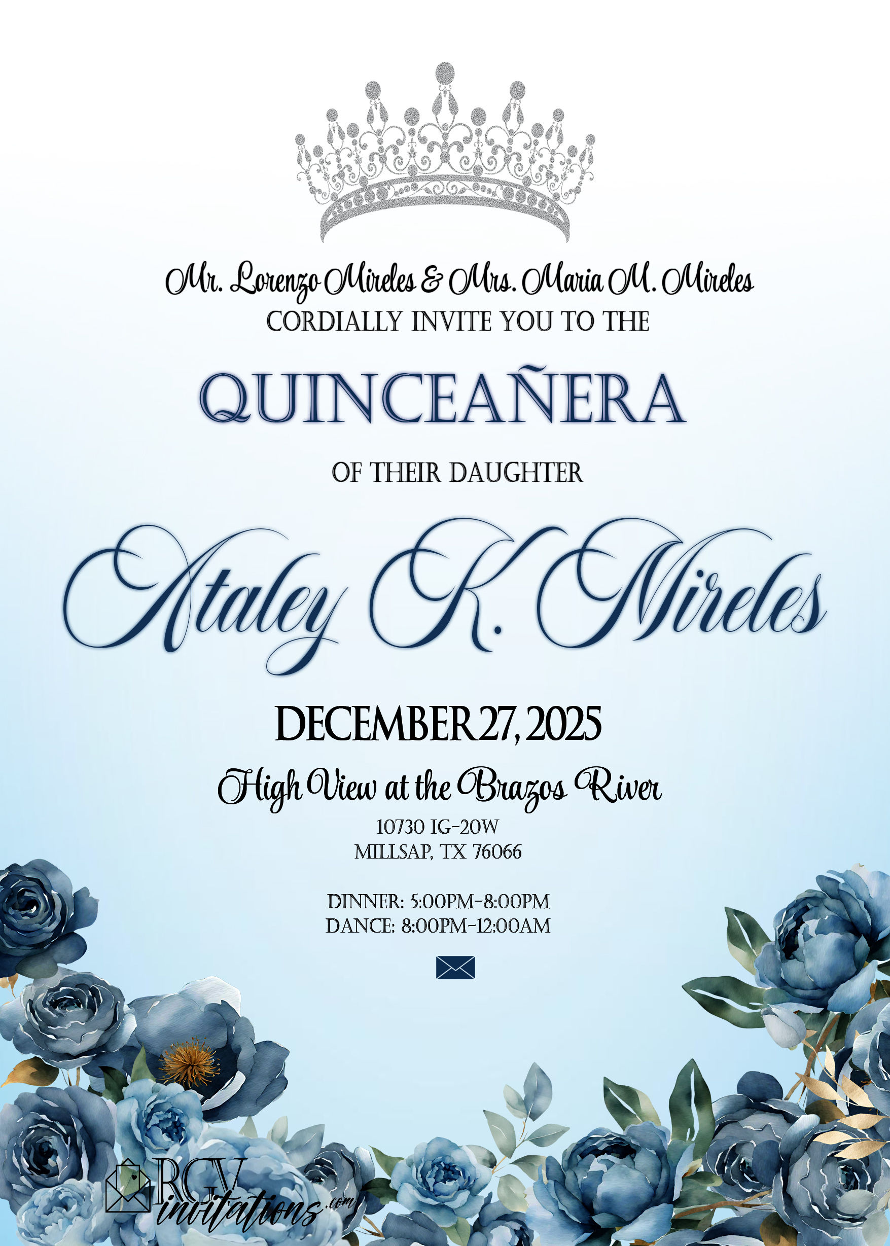 Printed 5x7- Quinceañera Invitations