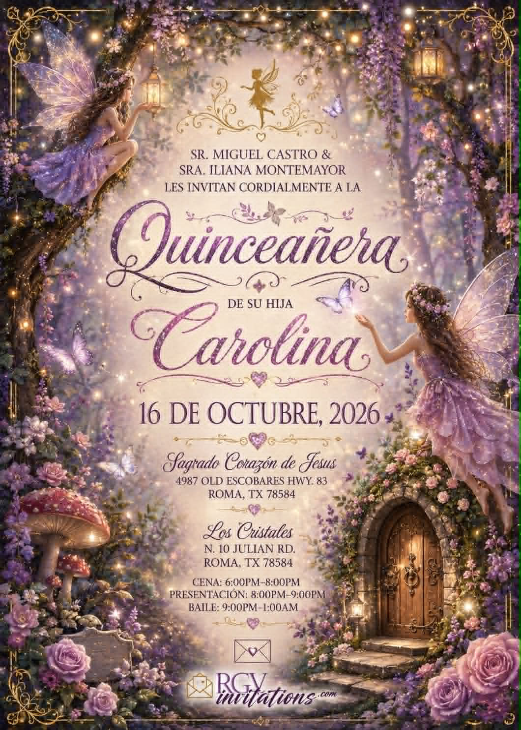 Printed 5x7- Quinceañera Invitations