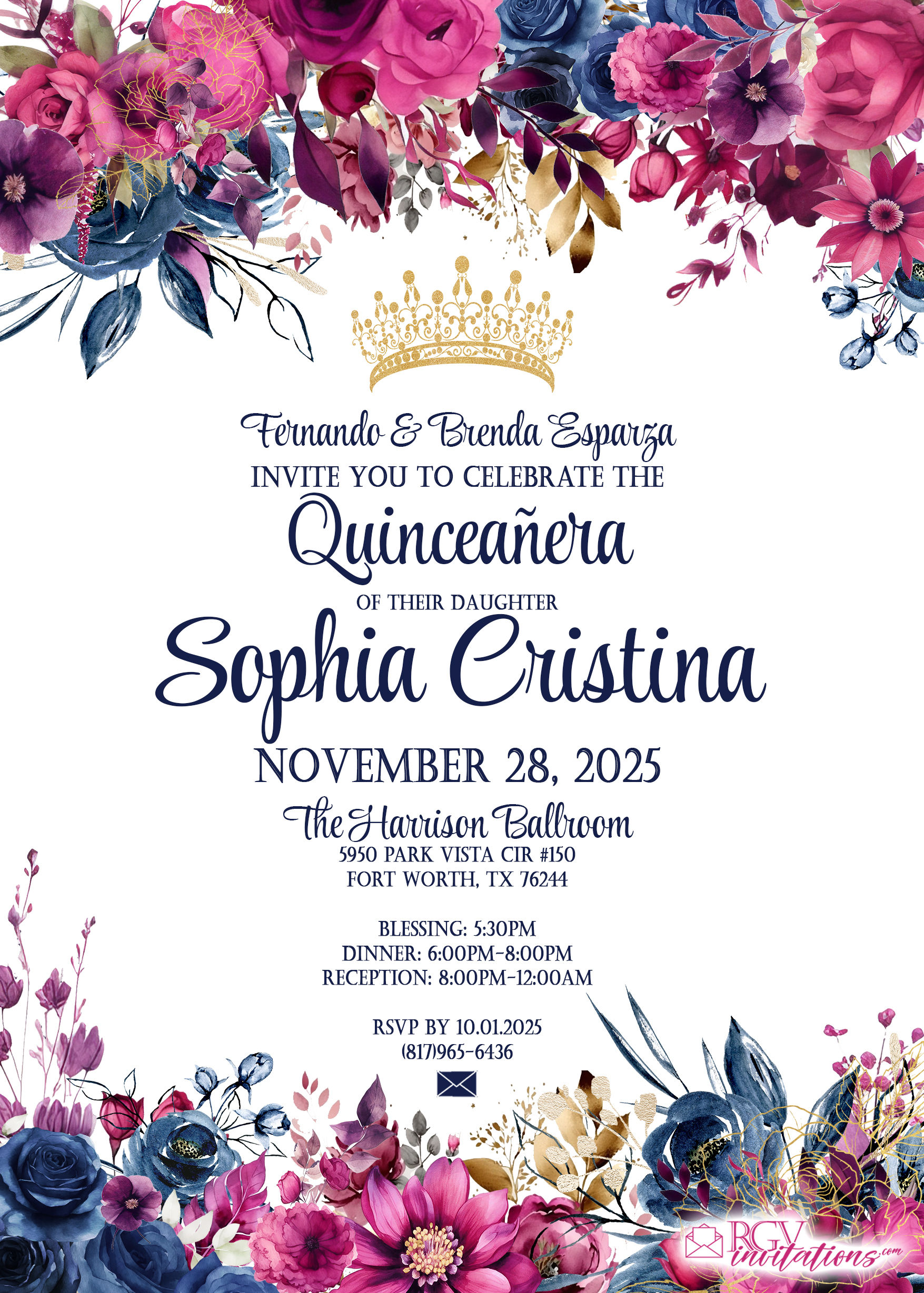 Printed 5x7- Quinceañera Invitations