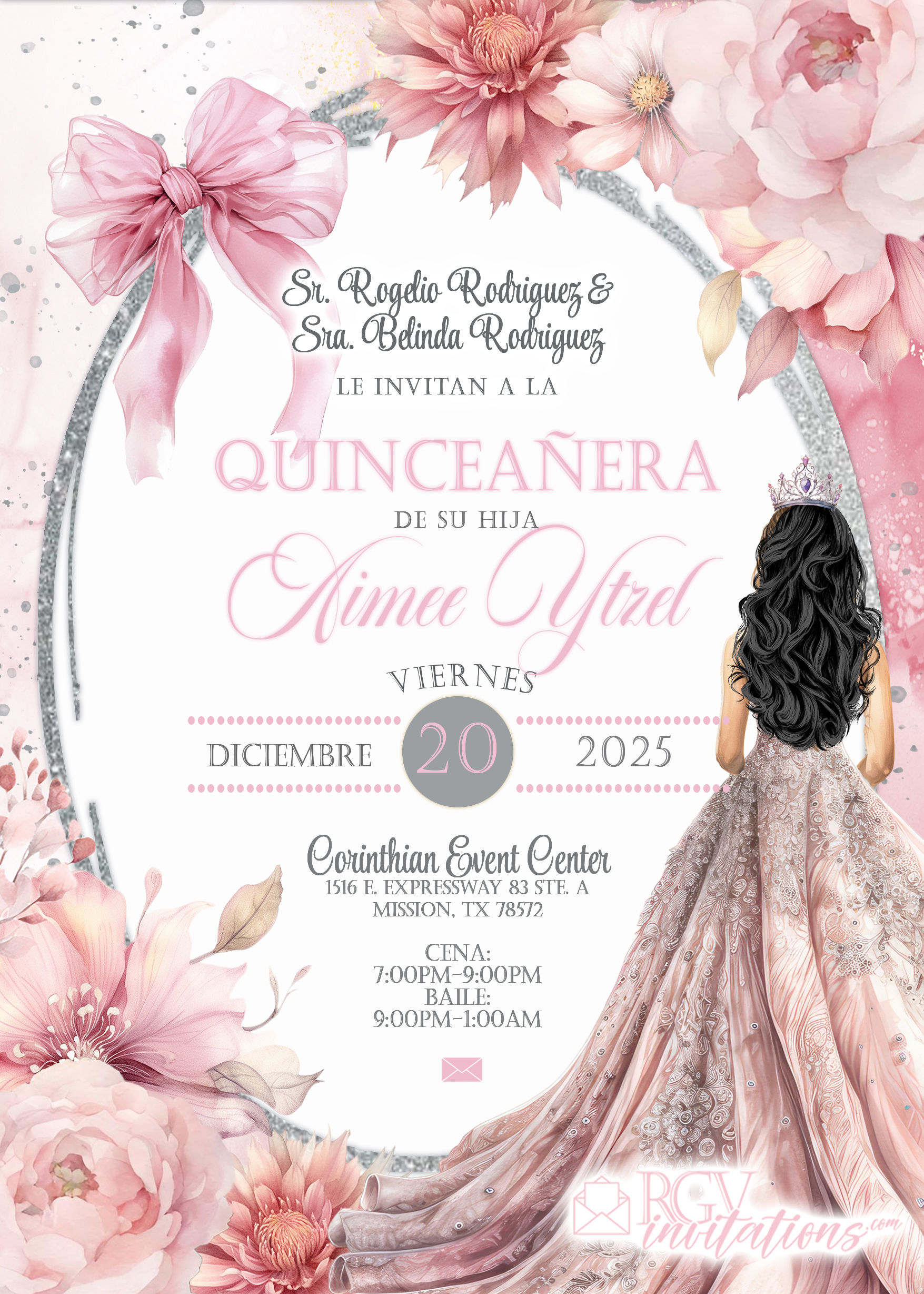 Printed 5x7- Quinceañera Invitations