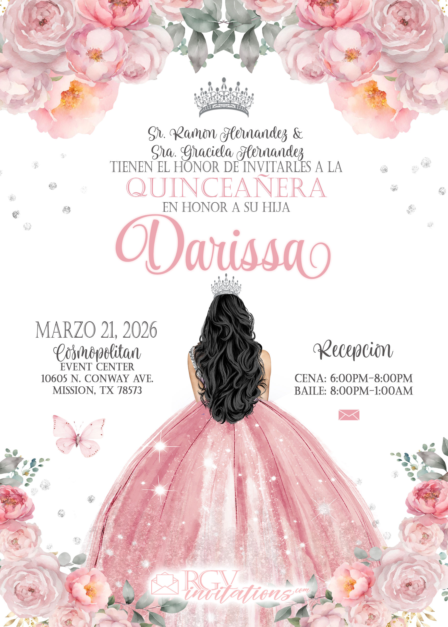 Printed 5x7- Quinceañera Invitations
